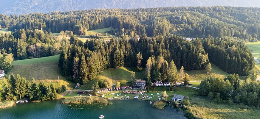 Blick auf den Seezugang am Pressegger See