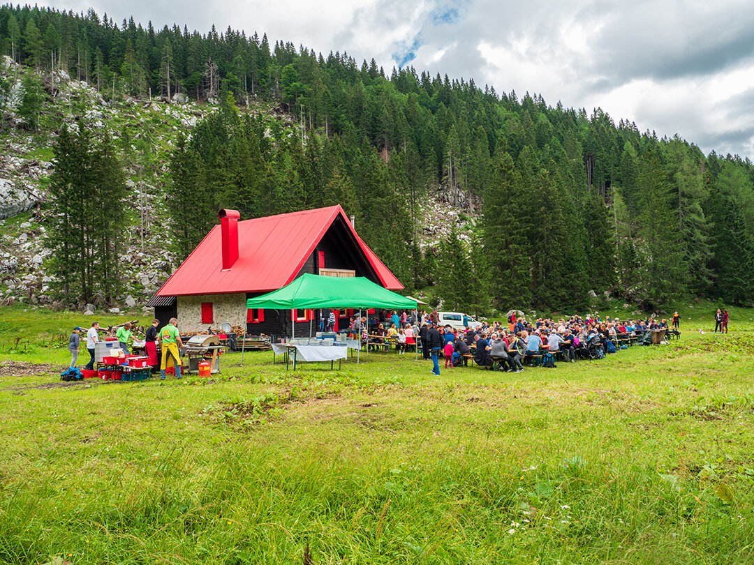 Zahlreiche Gäste beim Picknick auf der Winkelalm