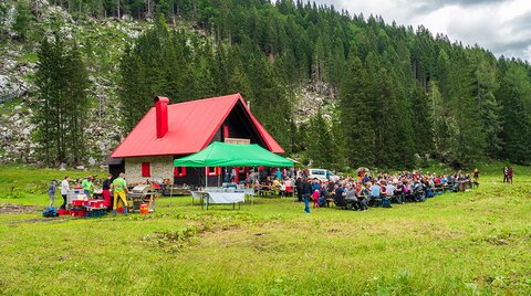 Blick auf das Picknick auf der Winkelalm